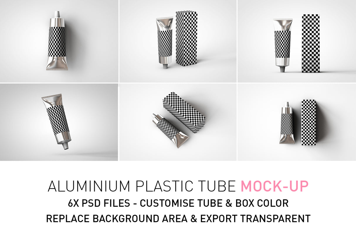 Aluminium - Metal - Laminated Plastic Cosmetics Tube and Box Mock-Up