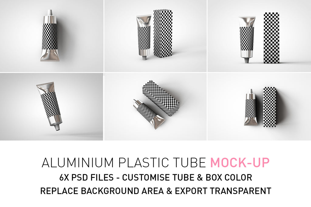 Aluminium - Metal - Laminated Plastic Cosmetics Tube and Box Mock-Up 
