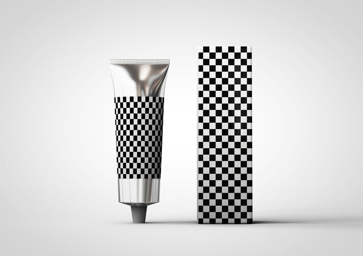 Aluminium - Metal - Laminated Plastic Cosmetics Tube and Box Mock-Up