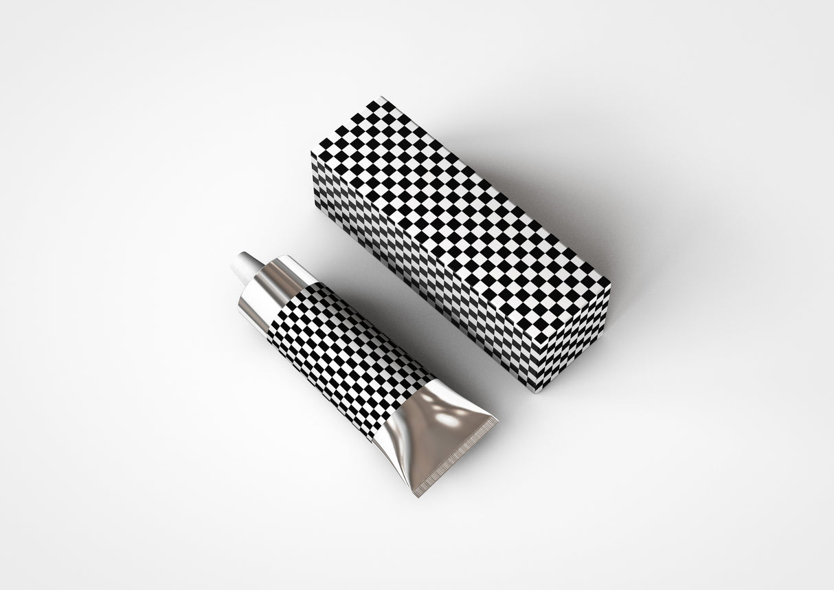 Aluminium - Metal - Laminated Plastic Cosmetics Tube and Box Mock-Up