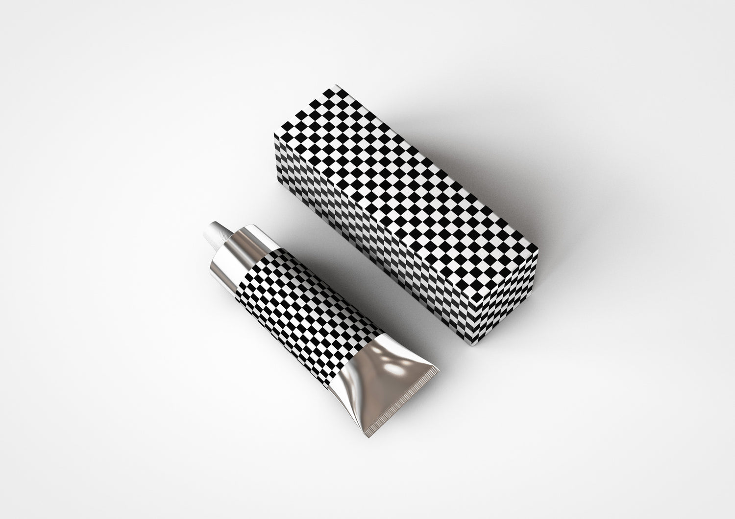 Aluminium - Metal - Laminated Plastic Cosmetics Tube and Box Mock-Up