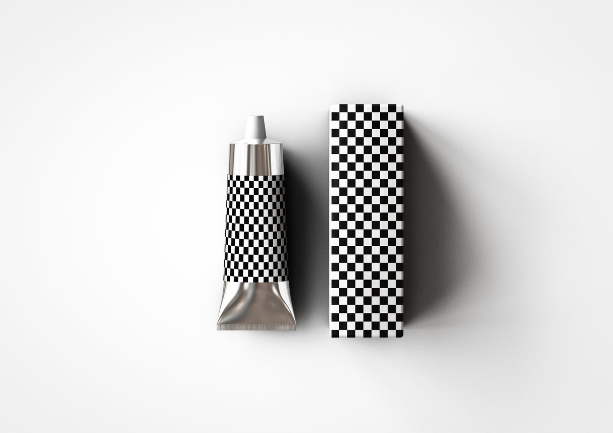 Aluminium - Metal - Laminated Plastic Cosmetics Tube and Box Mock-Up