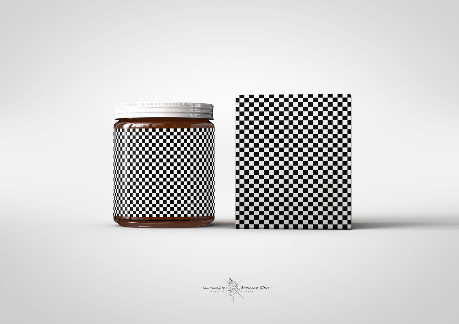 Brown Amber Glass | Food | Medical | Cosmetics Jar With Box Packaging Mock-Up