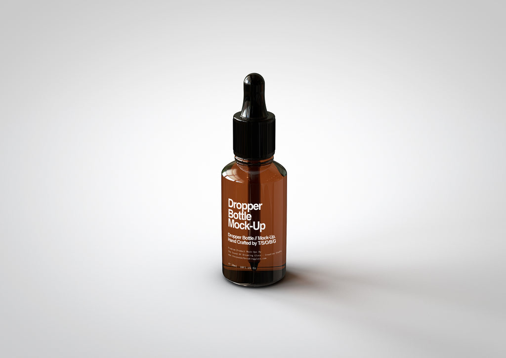 CBD Hemp Oil - Medical Marijuana | Dropper Bottle Mock-Up with Box Packaging - Amber Color & Cobalt Blue Bottle 30ml