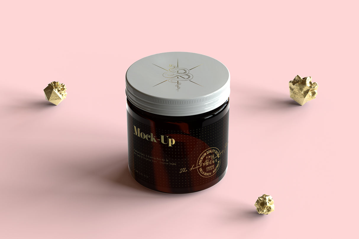 Amber Cosmetics Jar And Box Packaging Mock-Up