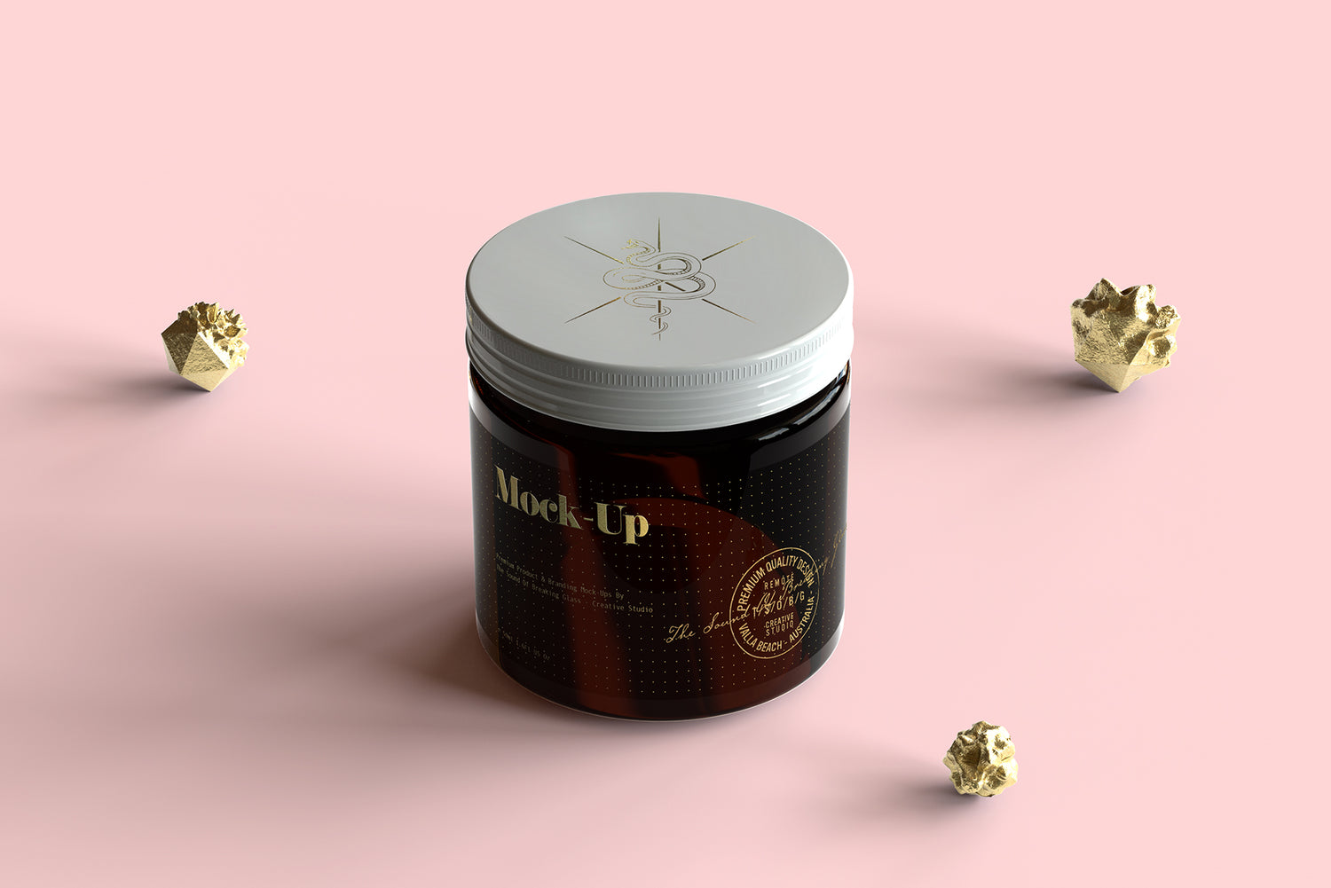 Amber Cosmetics Jar And Box Packaging Mock-Up