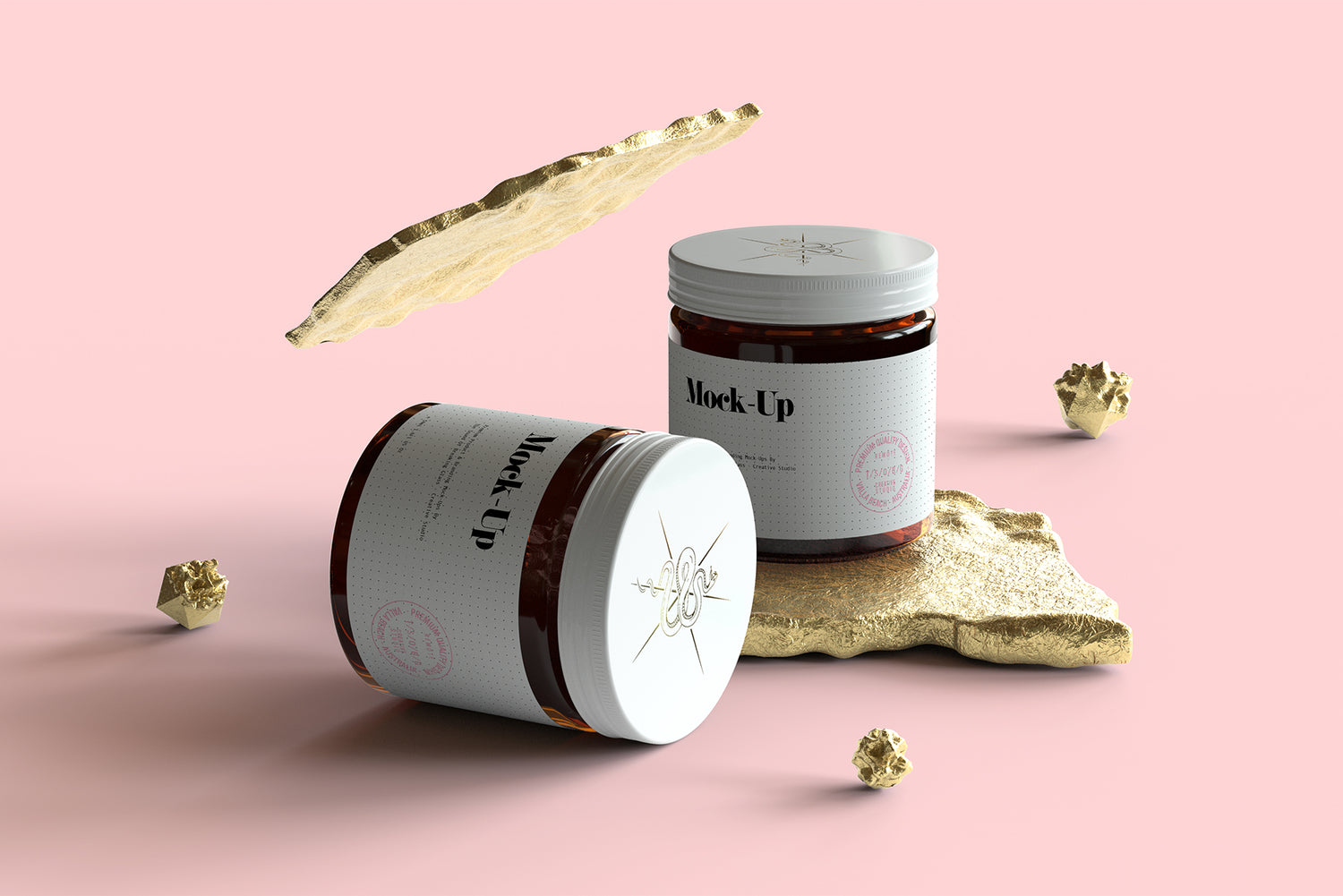 Amber Cosmetics Jar And Box Packaging Mock-Up