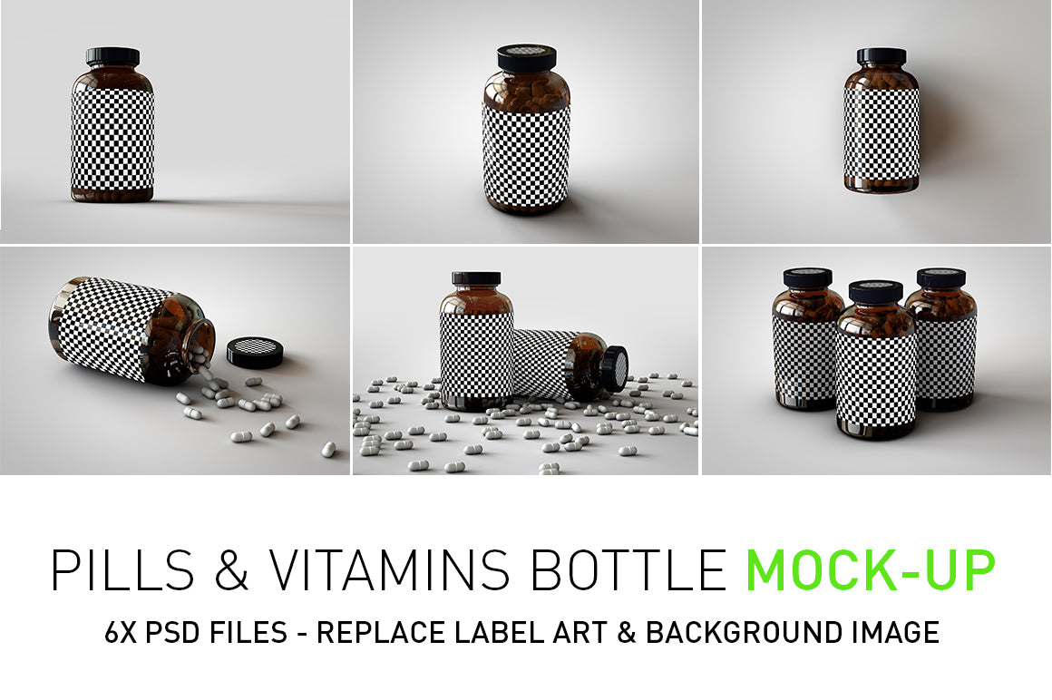 SUPPLEMENT BOTTLE MOCK-UP BUNDLE - Vitamins, Pills, Supplements Bottle Mock-Up