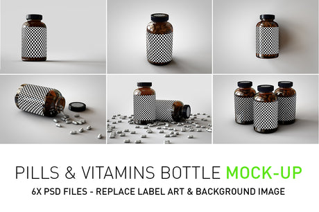 SUPPLEMENT BOTTLE MOCK-UP BUNDLE - Vitamins, Pills, Supplements Bottle Mock-Up