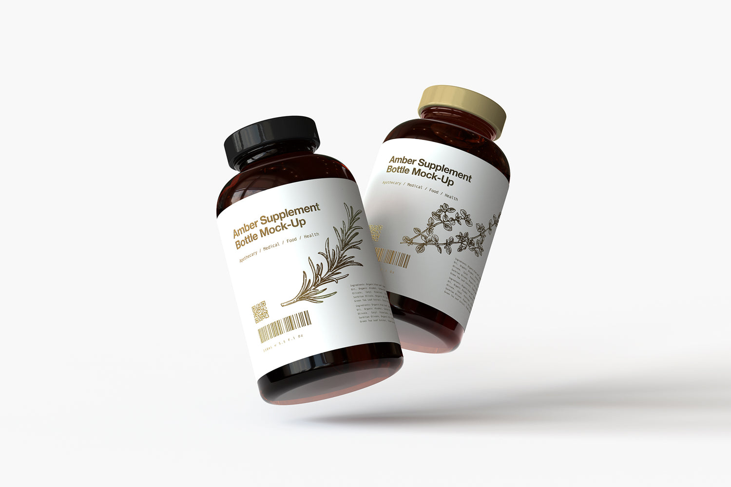 Amber Vitamins Bottle | Supplement Bottle Mock-Up