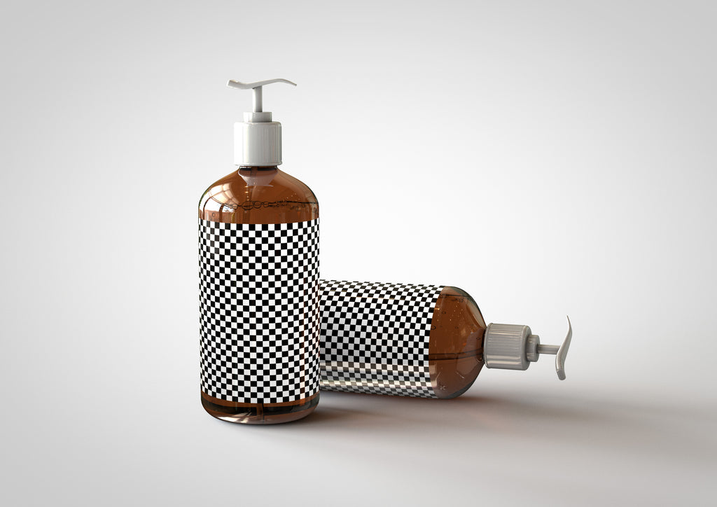 Amber Pump Bottle Mock-Up | Hand Cream Dispenser Mock-Up