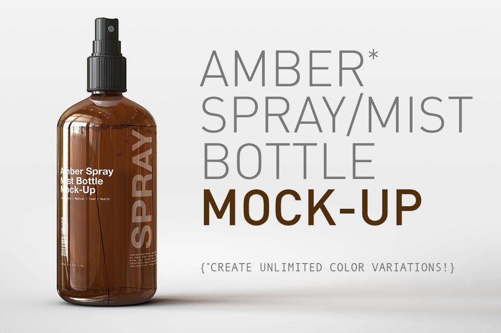 Amber Spray Bottle Mock-Up | Pump Mist Bottle Mock-Up