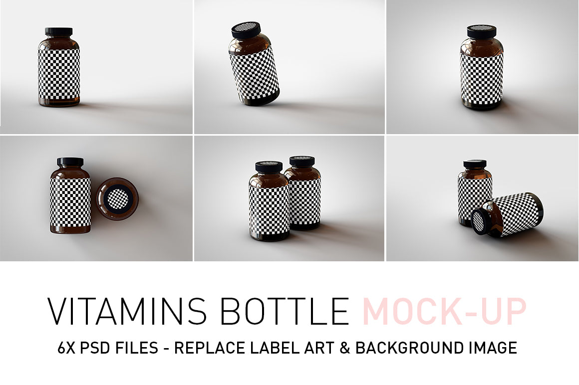 SUPPLEMENT BOTTLE MOCK-UP BUNDLE - Vitamins, Pills, Supplements Bottle Mock-Up