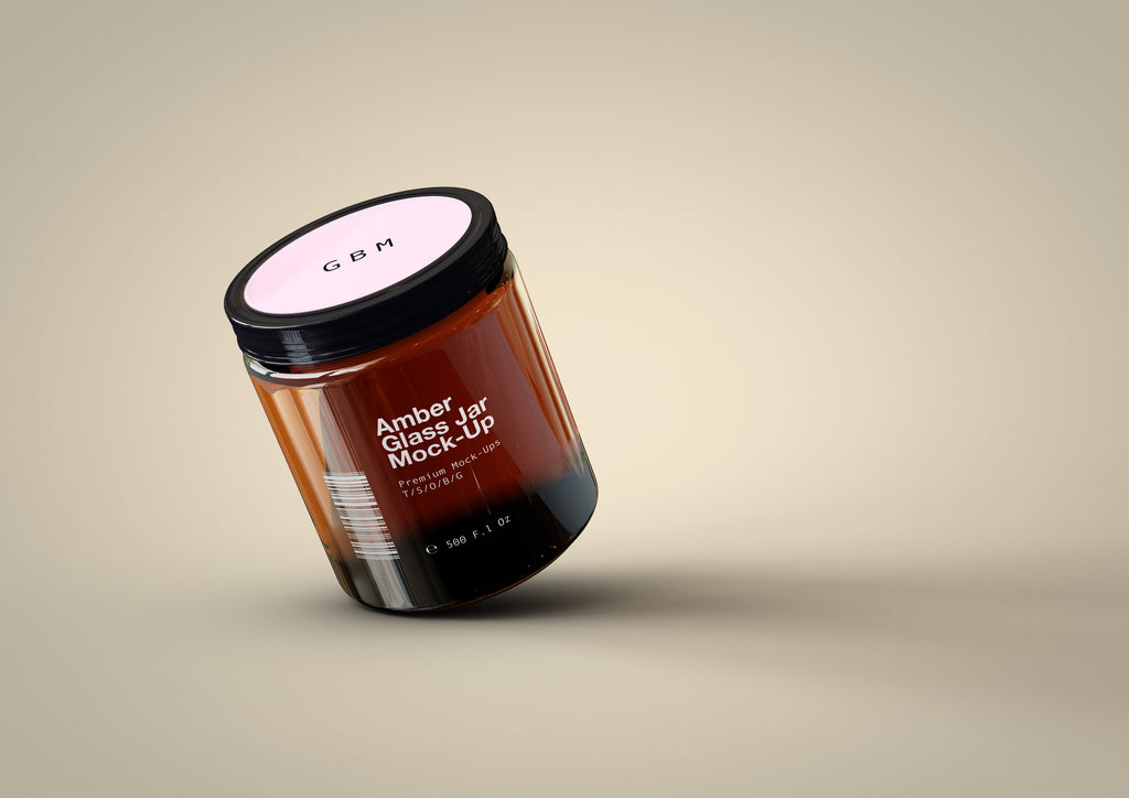 Amber Glass Jar - Cosmetics Pot Mock-Up
