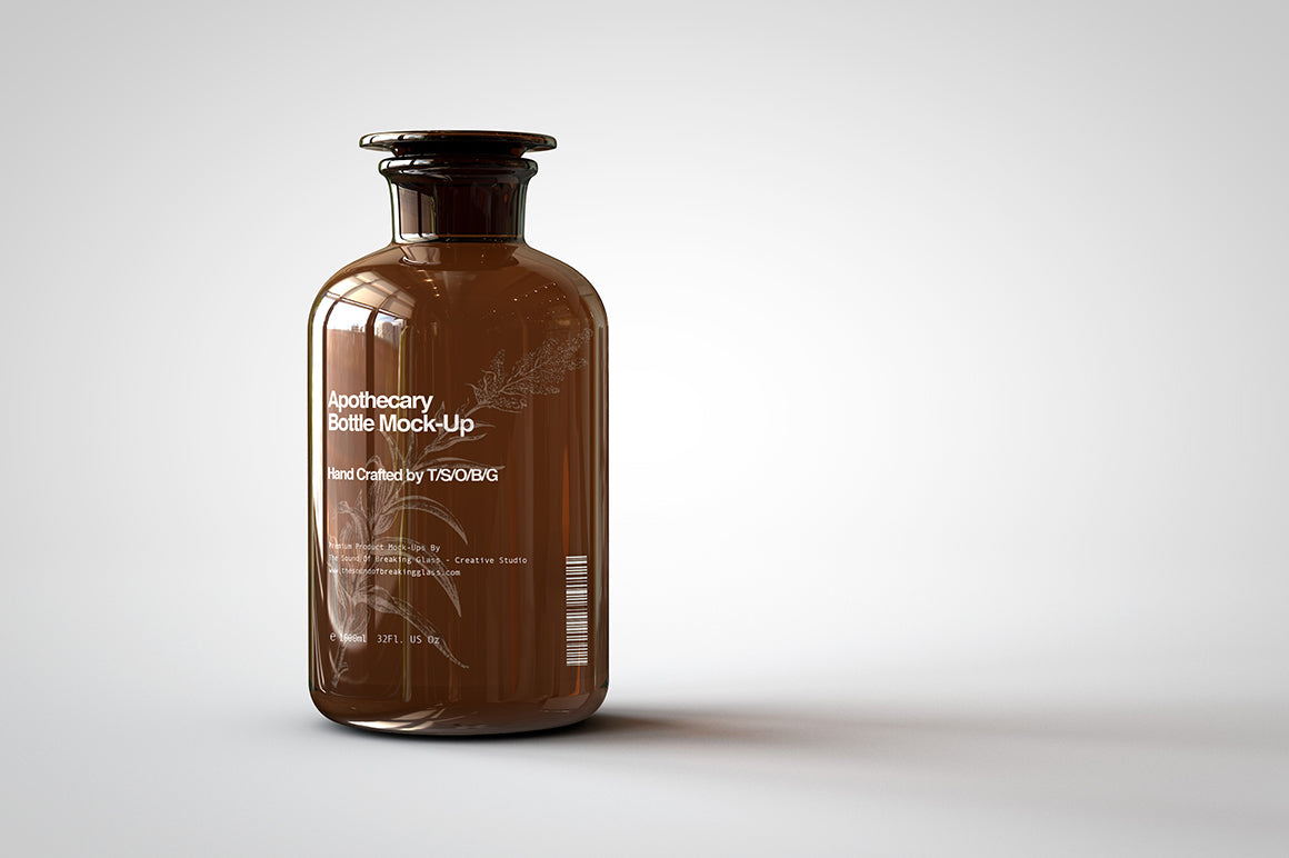 Amber Glass Apothecary Bottle | Jar Mock-Up | Miron Glas Viollet