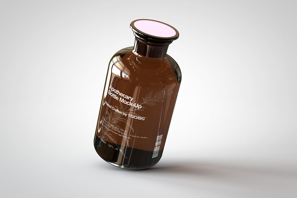 Amber Glass Apothecary Bottle | Jar Mock-Up | Miron Glas Viollet