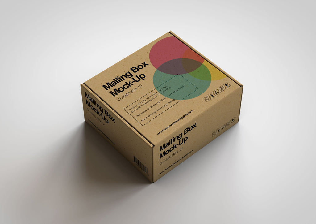Brown Cardboard Mailing | Shipping Box Mock-Up - Cardboard Box sitting on Plain Background