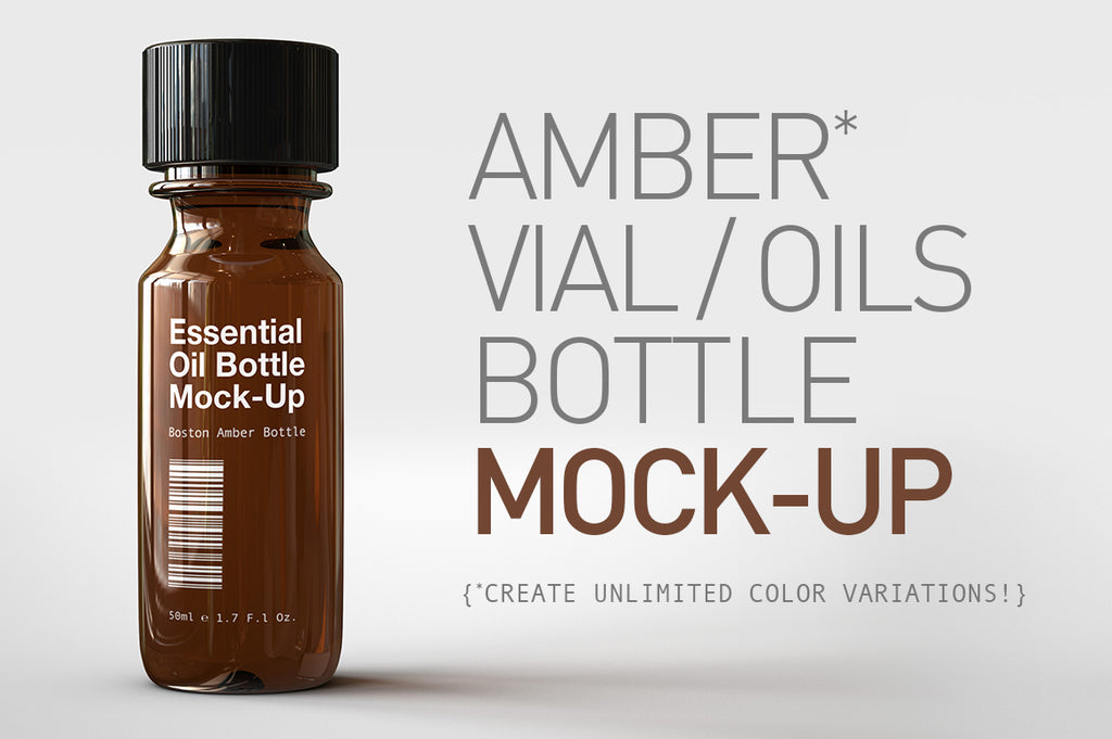 Amber Vial Bottle | Essential Oils Bottle Mock-Up