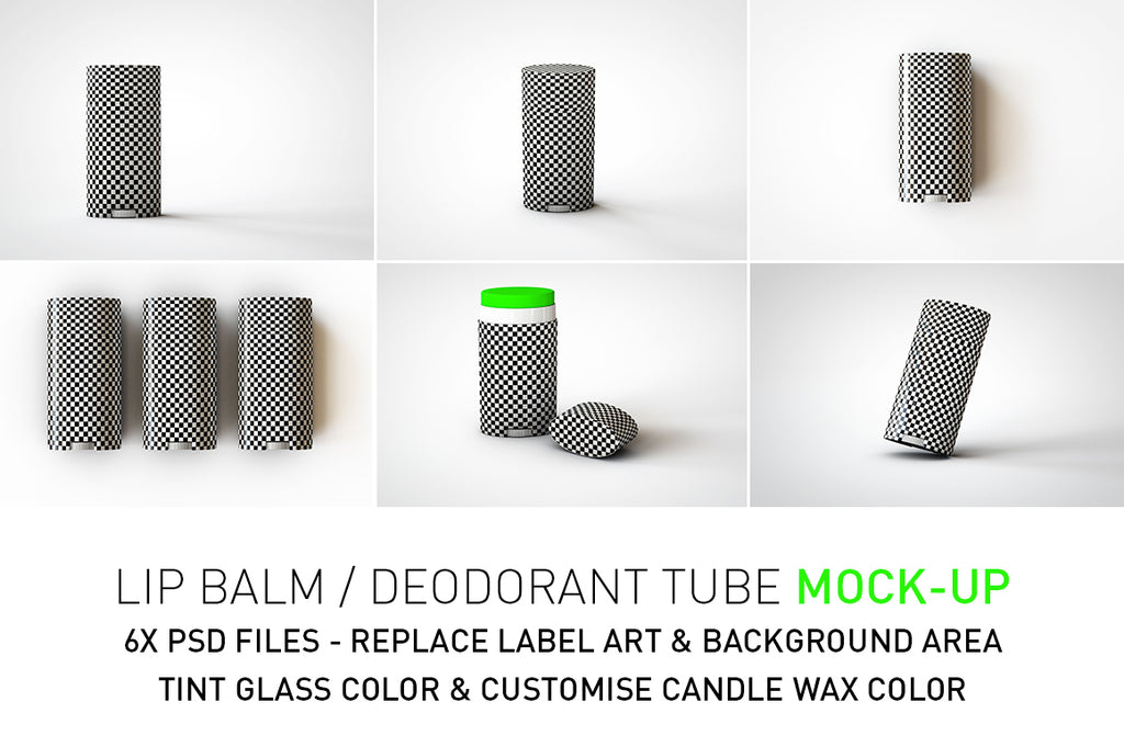 Flat White Ellipse Plastic Deodorant Stick Mock-Up | Lip Balm Tube Mock-Up