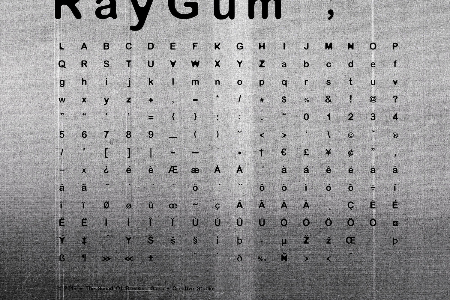 RayGum - Sans Serif Grunge Font - Free - Design by The Sound Of Breaking Glass