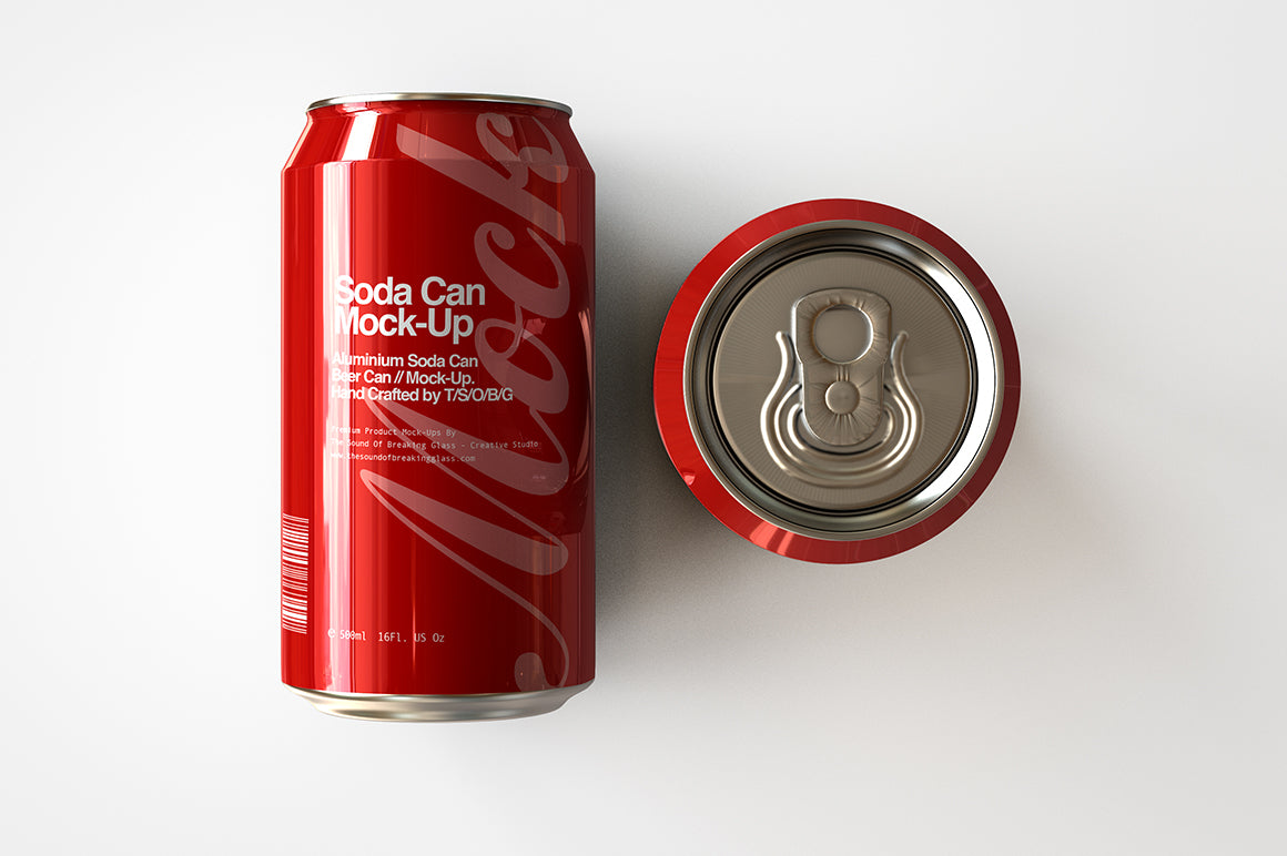 Soda Can | Beer Can Mock-Up | 440ml - 500ml - 14-16 US Fl oz