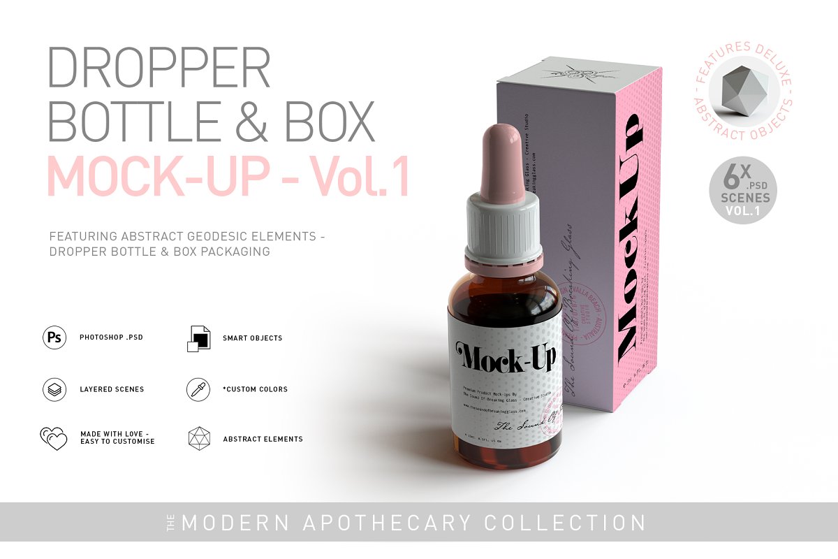 Amber Dropper Bottle & Box Mock-Up - VOL.1