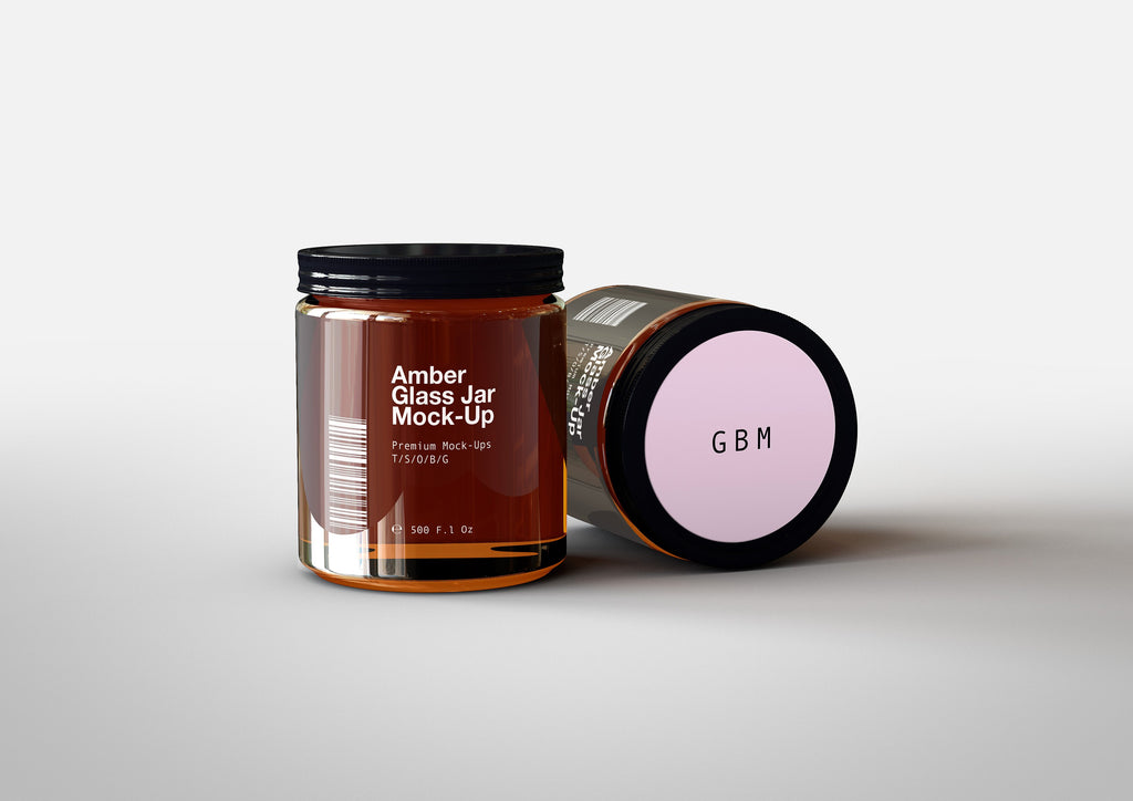 Amber Glass Apothecary Bottle | Jar Mock-Up