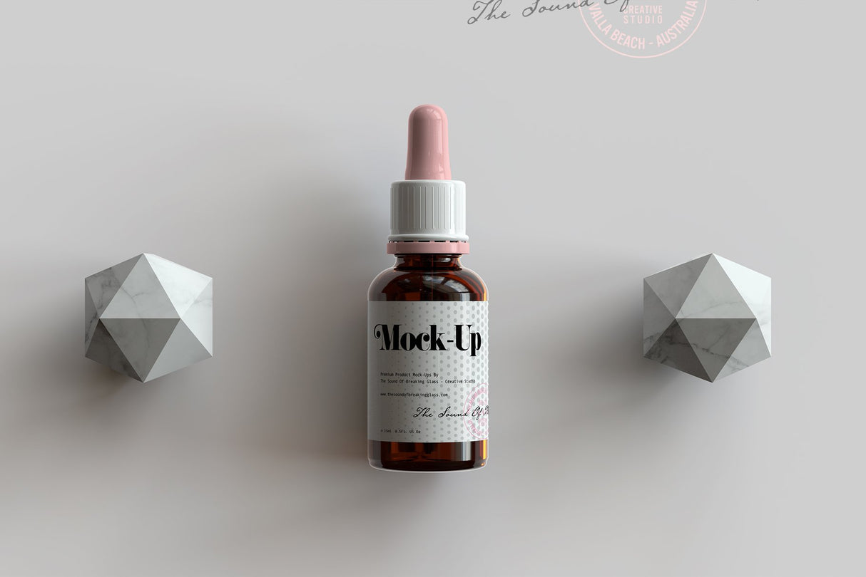 Amber Medical Bottle - Apothecary - CBD Oil Dropper Bottle And Box Mock-Up With Transparent and Opaque Label Art