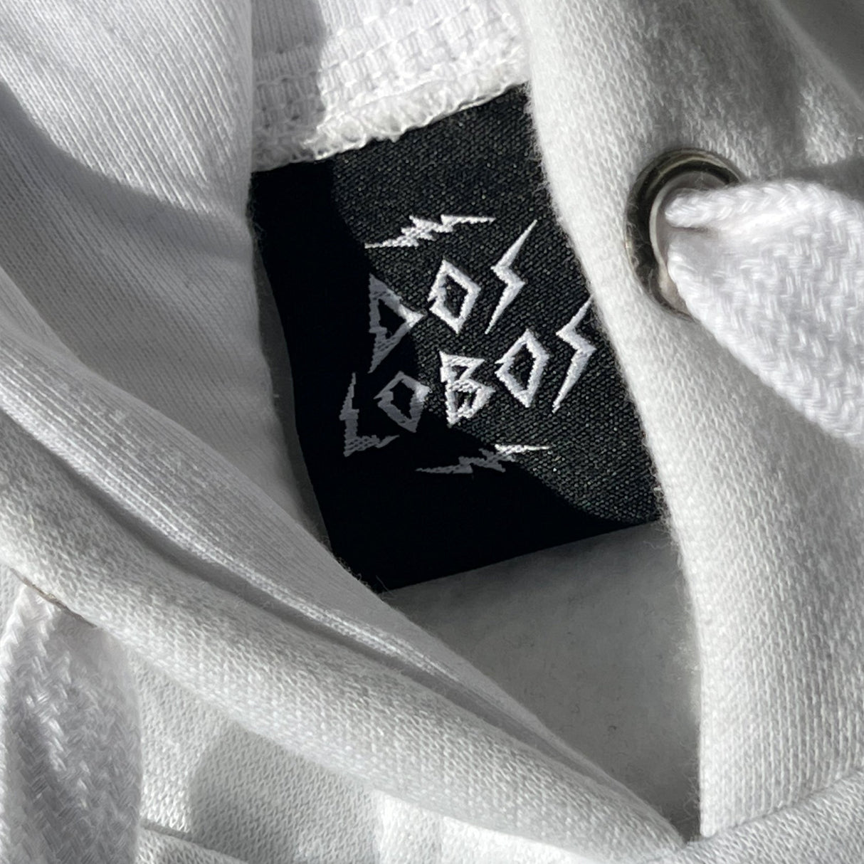 Cotton Fleece Hoodie with Wolf Head Embroidery and Appliqué Lettering by Dos Lobos