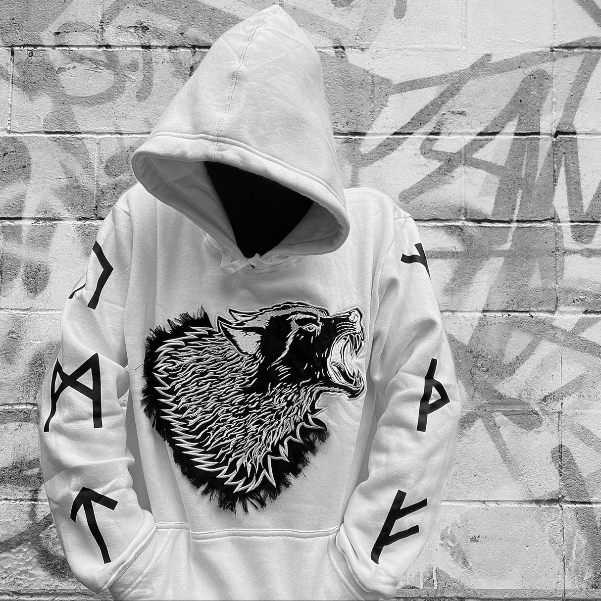 Savage Wolves - WHITE Cotton Fleece Hoodie