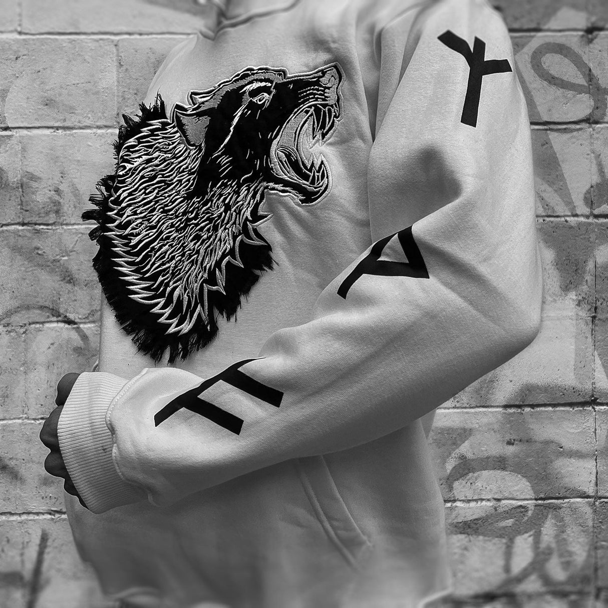 Savage Wolves - WHITE Cotton Fleece Hoodie