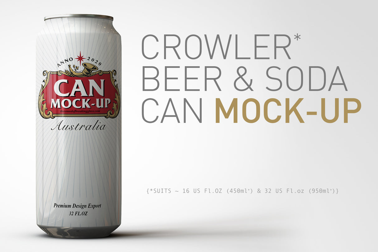 Crowler Can Mock-Up - Long Tall Thin Slender Beer and Soda Can Mock-Up