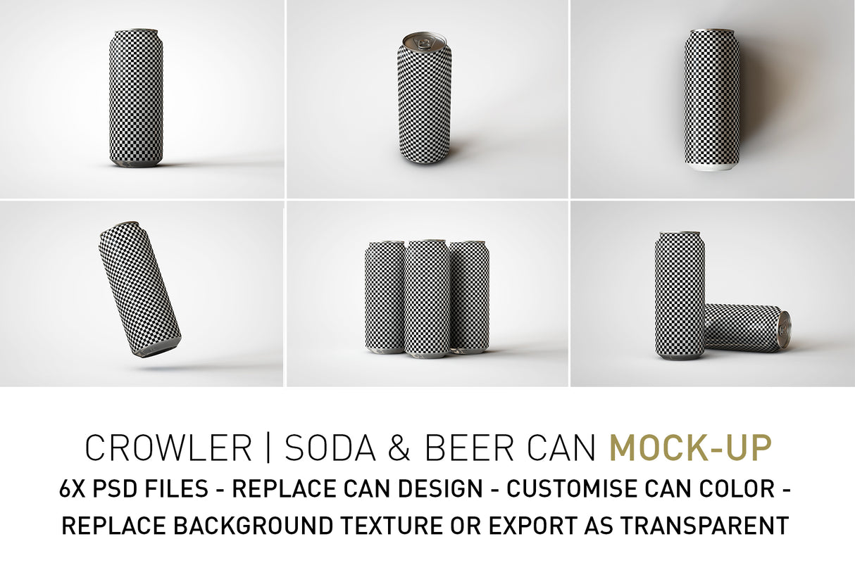 Crowler Can Mock-Up - Long Tall Thin Slender Beer and Soda Can Mock-Up