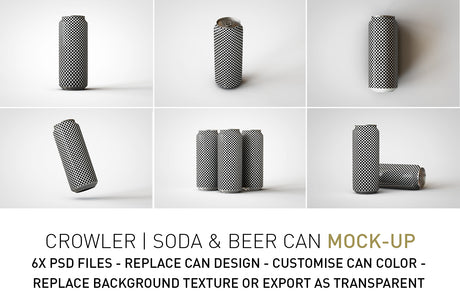 Crowler Can Mock-Up - Long Tall Thin Slender Beer and Soda Can Mock-Up