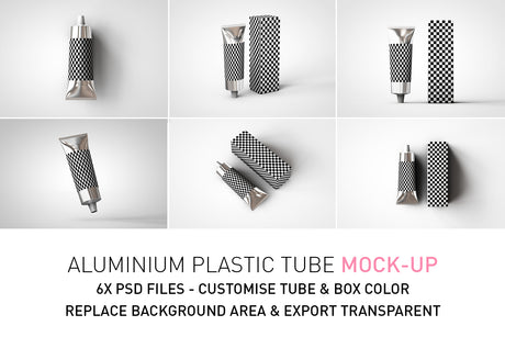 Aluminium - Metal - Laminated Plastic Cosmetics Tube and Box Mock-Up 