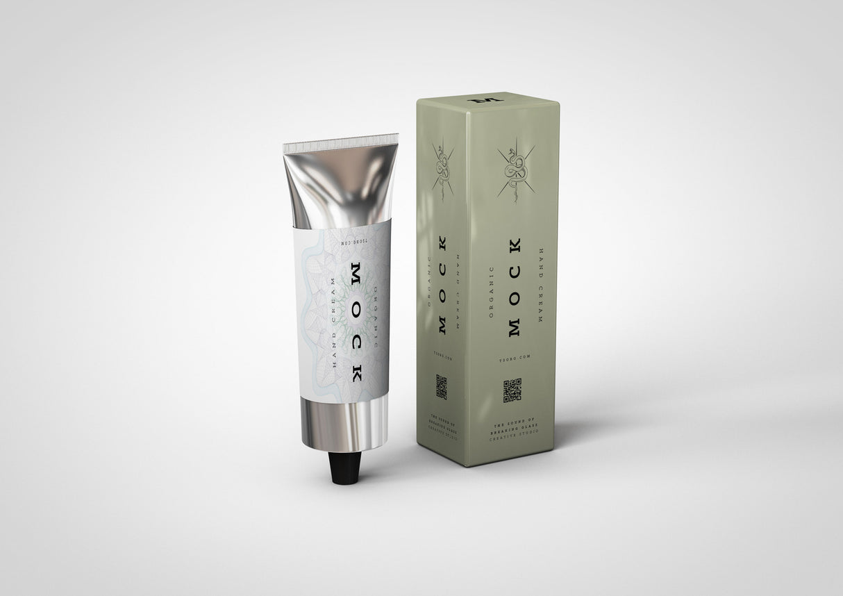 Aluminium - Metal - Laminated Plastic Cosmetics Tube and Box Mock-Up 