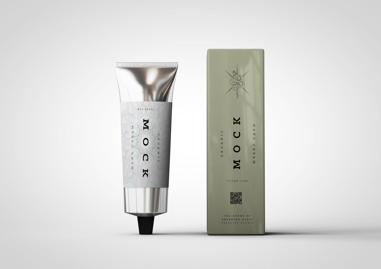 Aluminium - Metal - Laminated Plastic Cosmetics Tube and Box Mock-Up 