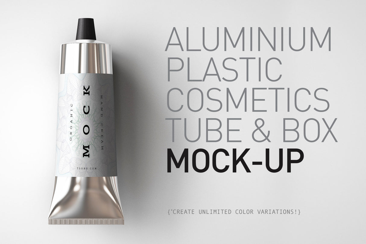 Aluminium - Metal - Laminated Plastic Cosmetics Tube and Box Mock-Up 