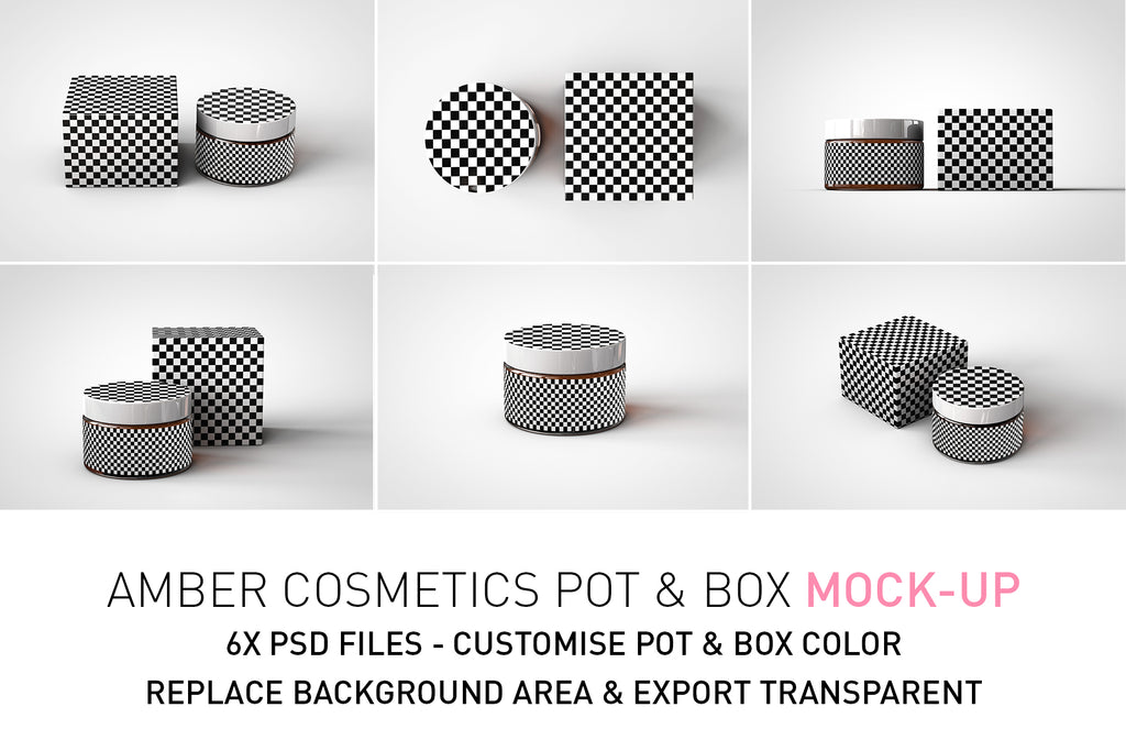 Amber Cosmetics Pot & Box Mock-Up | Amber Apothecary Glass Jar Mock-Up