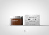 Amber Cosmetics Pot & Box Mock-Up | Amber Apothecary Glass Jar Mock-Up