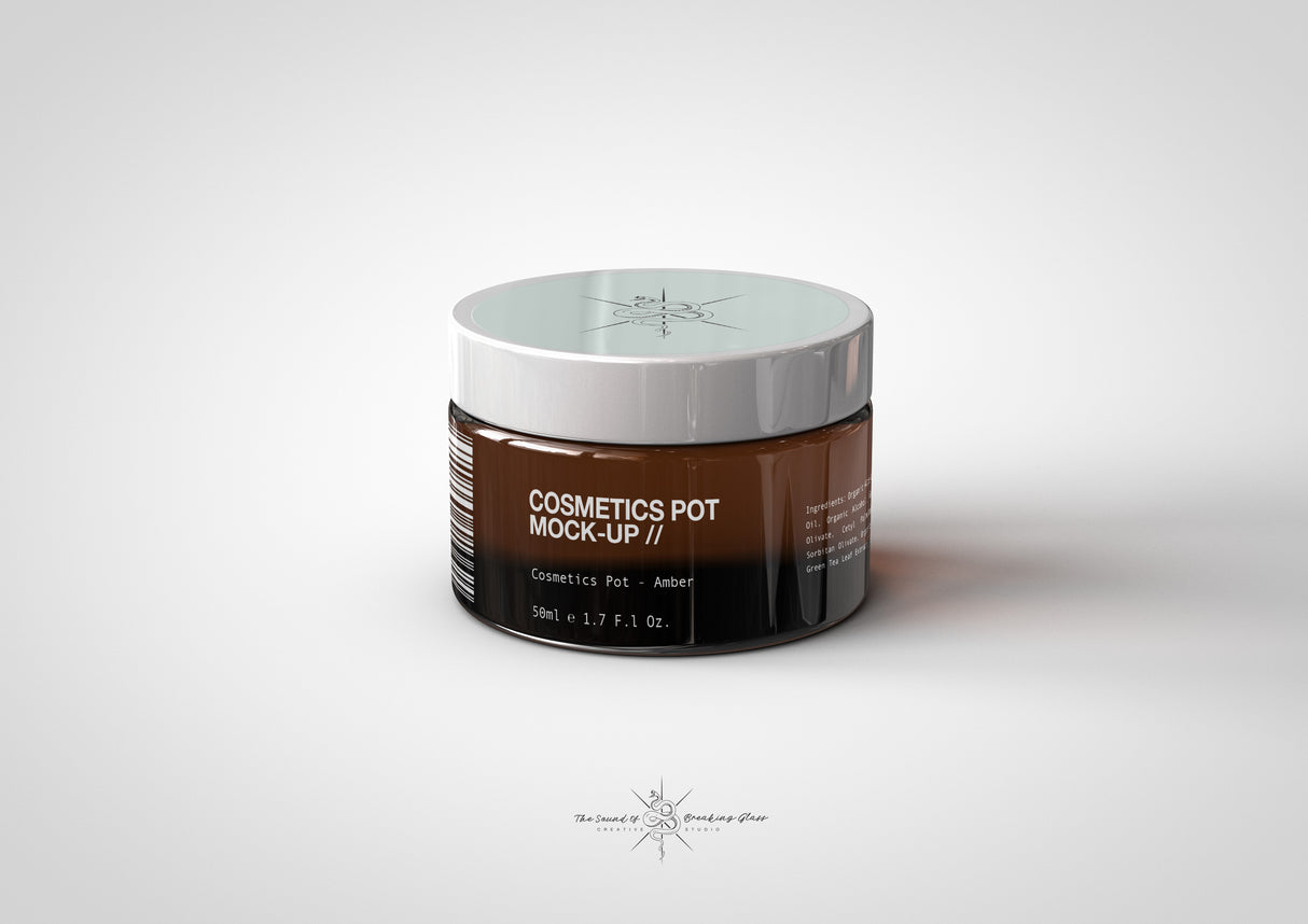 Amber Cosmetics Pot & Box Mock-Up | Amber Apothecary Glass Jar Mock-Up