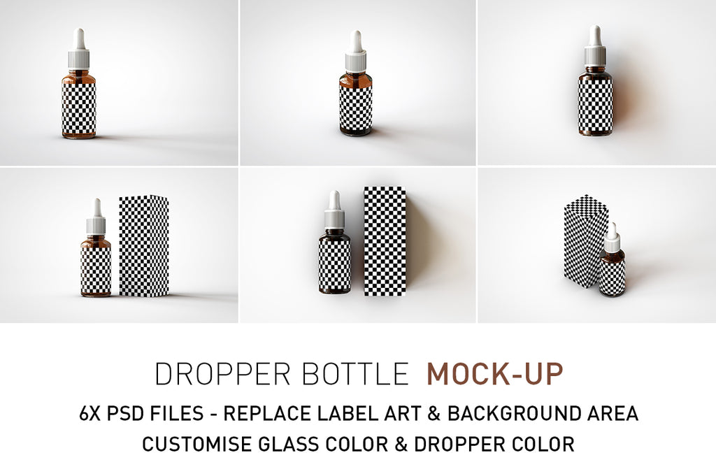 Amber Dropper Bottle Mock-Up With Box