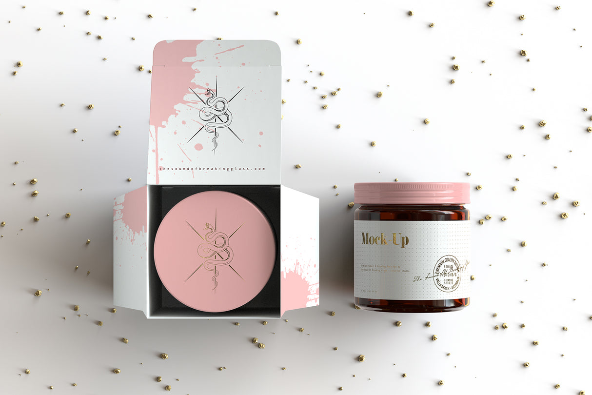 Amber Cosmetics Jar And Box Packaging Mock-Up 