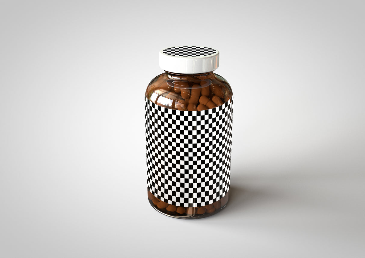 Amber Supplement Bottle With Pills Inside Bottle Mock-Up