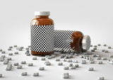 Amber Supplement Bottle With Pills Inside Bottle Mock-Up