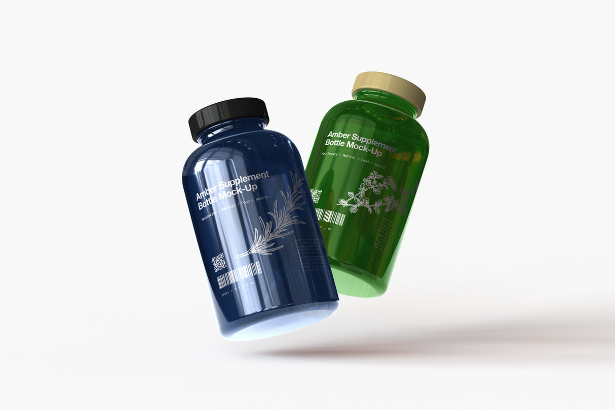 Amber Vitamins Bottle | Supplement Bottle Mock-Up