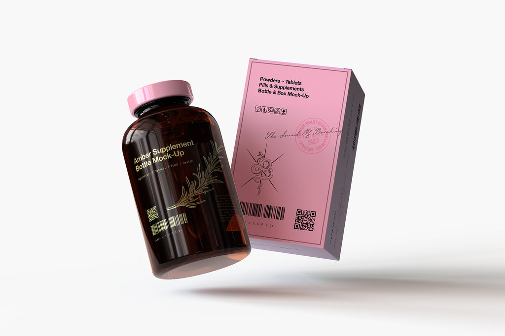 Amber Vitamins Bottle | Supplement Bottle Mock-Up