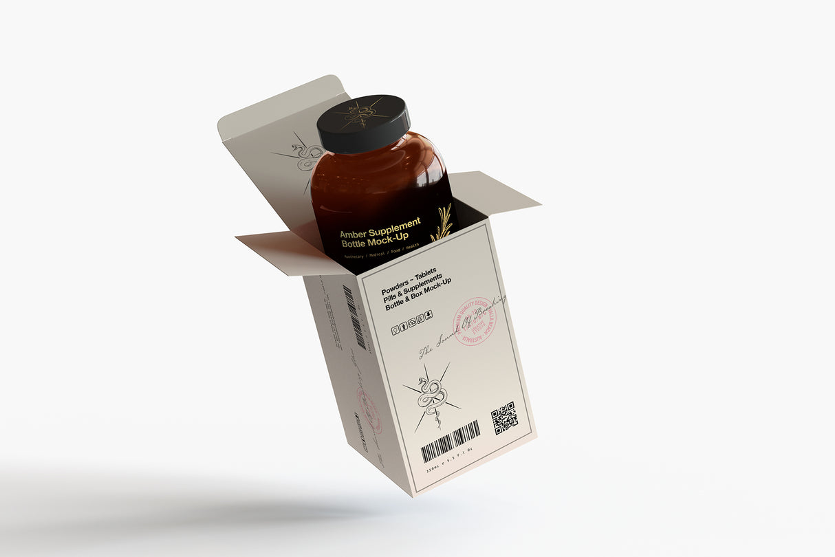 Amber Vitamins Bottle | Supplement Bottle Mock-Up