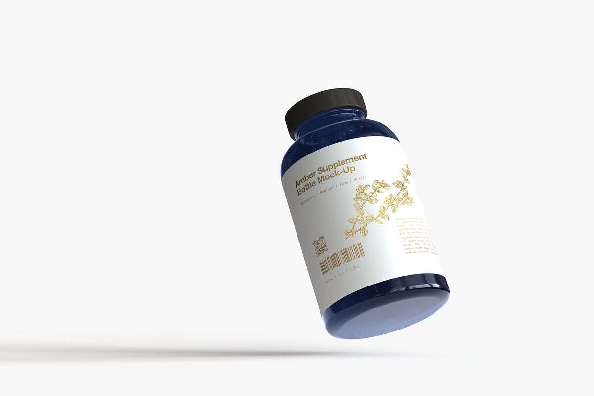 Amber Vitamins Bottle | Supplement Bottle Mock-Up