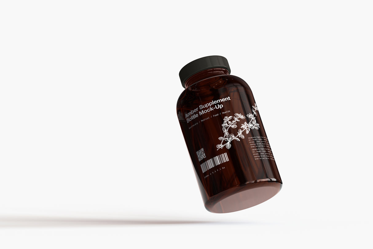 Amber Vitamins Bottle | Supplement Bottle Mock-Up